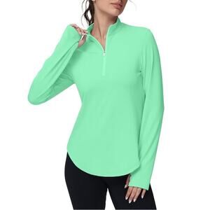 GGOV Long Sleeve Quarter Zip Active Jacket in Xlight Green, Size XS​​​